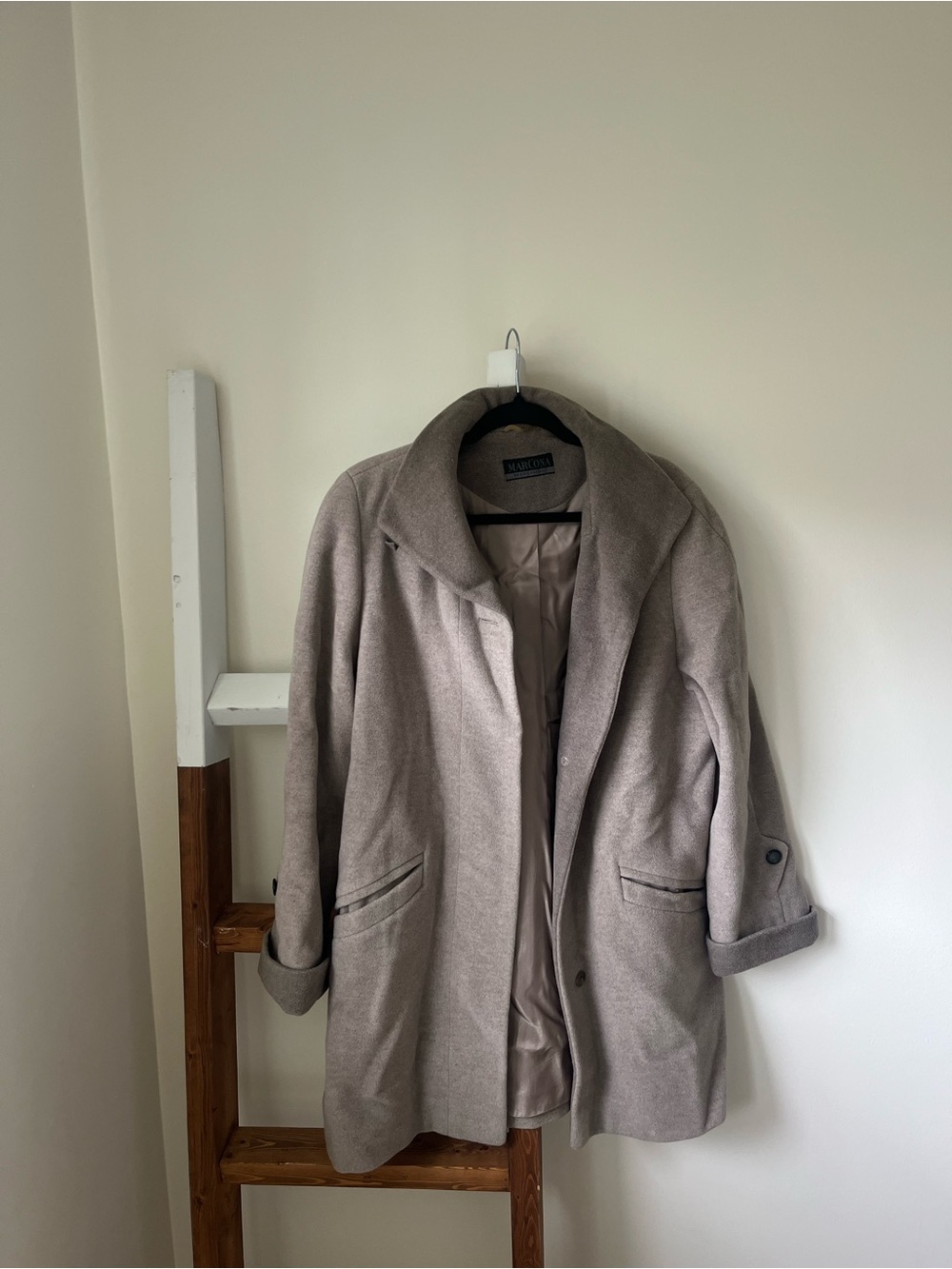 Women's Taupe Wool-Blend Coat